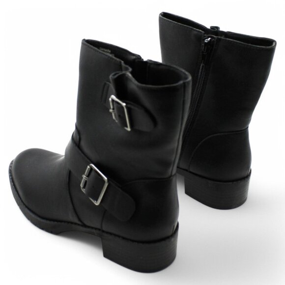 Style Company Womens Black Double Strap Motorcycle Buckle Accent Comfort Gianara - Picture 7 of 8